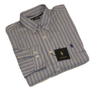 Polo Ralph Lauren Size 17 Custom Fit Button Down Dress Shirt